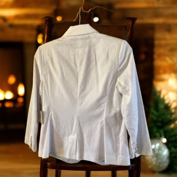 Blazer white size SP  WT 86$ tag by Rafaella button front /hanky. Cotton - Picture 2 of 15